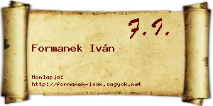 Formanek Iván névjegykártya